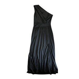 Black One Shoulder Dress Gown Floor Length Medium Women